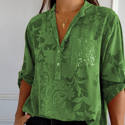 Kvinders Bluse med Print og Frontlomme 6