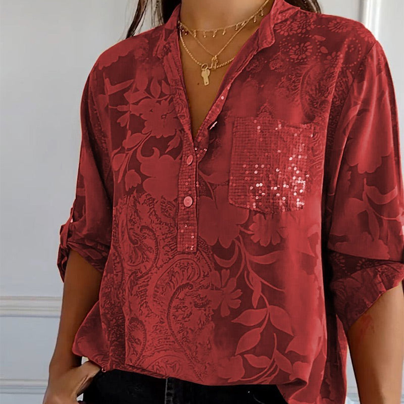 Kvinders Bluse med Print og Frontlomme 7