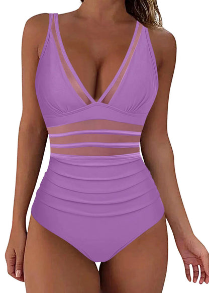 Kvinders Bodysuit Boho V-Hals med Patchwork Mesh 3