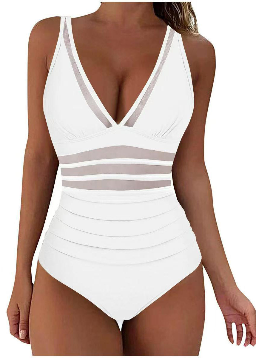 Kvinders Bodysuit Boho V-Hals med Patchwork Mesh 4