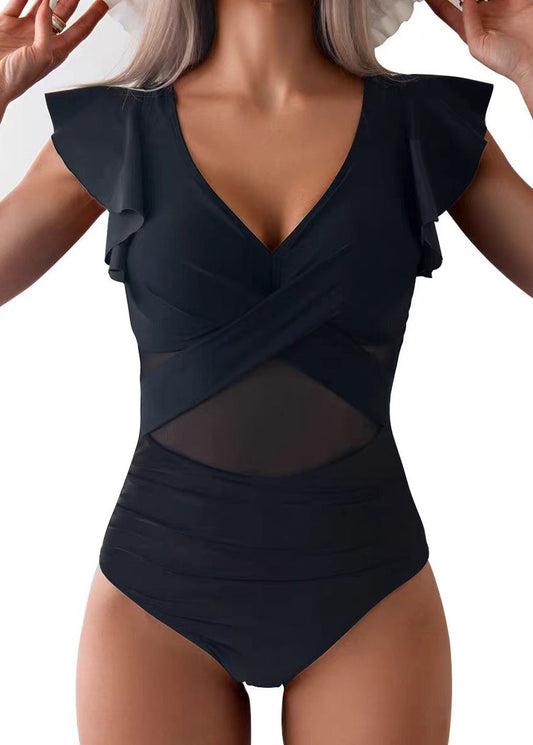 Kvinders Bodysuit V-hals med Flæser Boho Stil 0