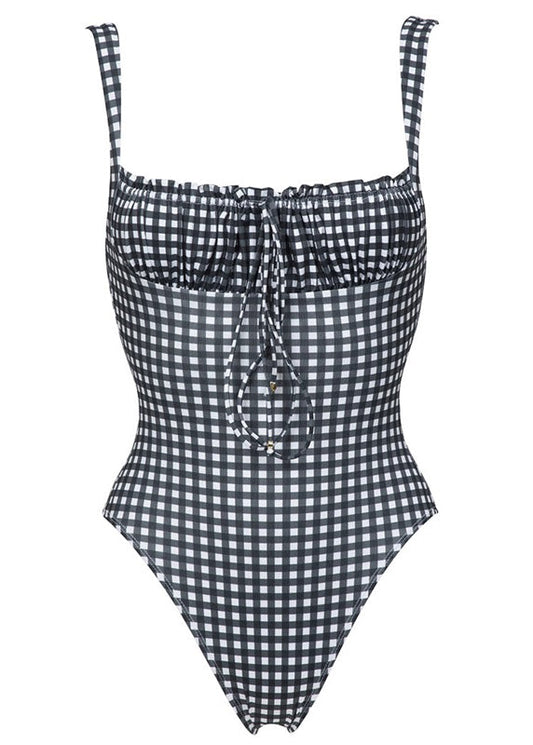 Kvinders Bodysuit med Firkantet Krave og Snørejustering 4