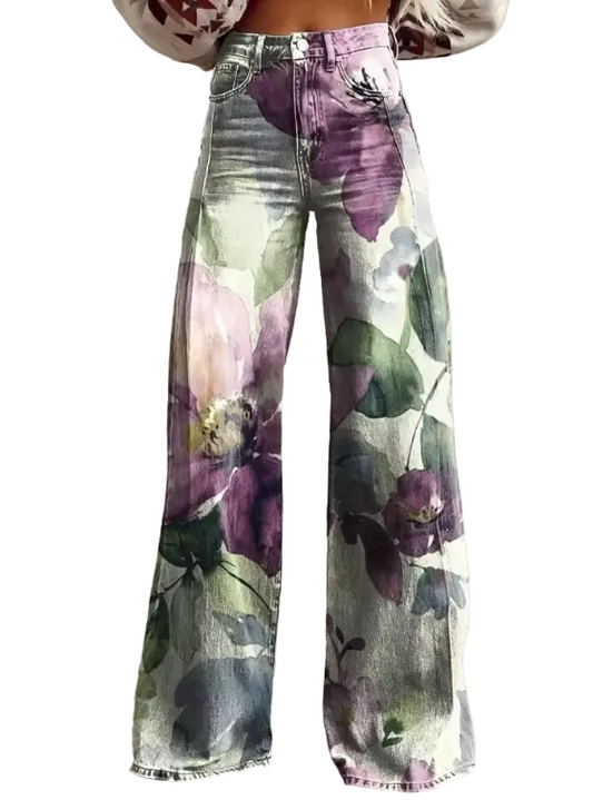 Kvinders Boho Bukser Vintage Stil Med Høj Talje og Unikke Mønstre 0