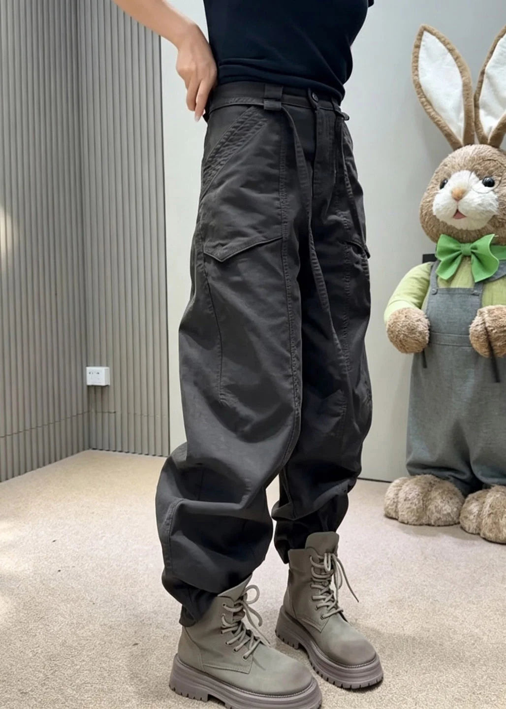 Kvinders Boho Jeans med Bindebånd og Lommer 1