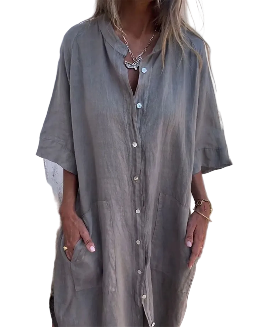Kvinders Boho Skjortekjole Med Flydende Drapering 0