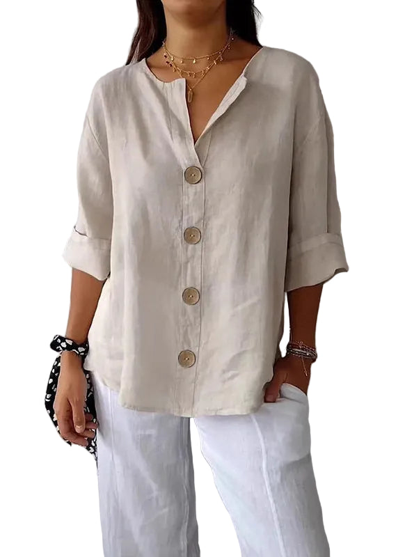 Kvinders Boho Top med V-hals og Patchwork Print 0