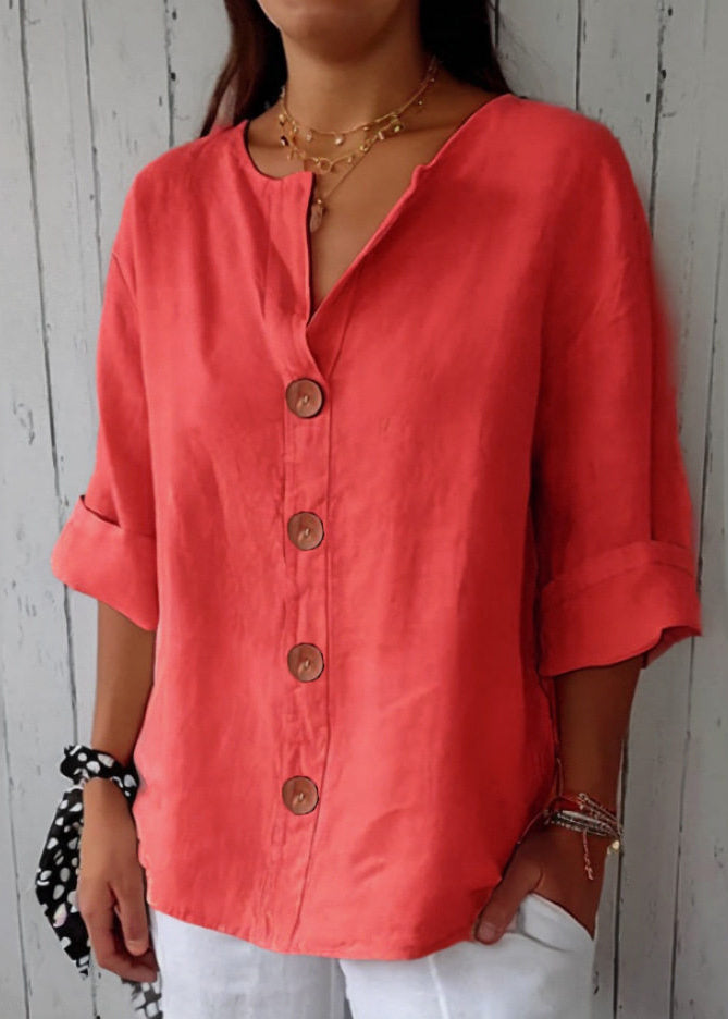 Kvinders Boho Top med V-hals og Patchwork Print 2