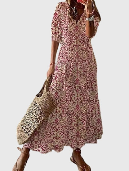 Kvinders Boho Vintage Sommerkjole Med V-Udskæring 3