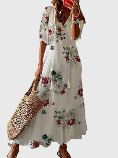 Kvinders Boho Vintage Sommerkjole Med V-Udskæring 5