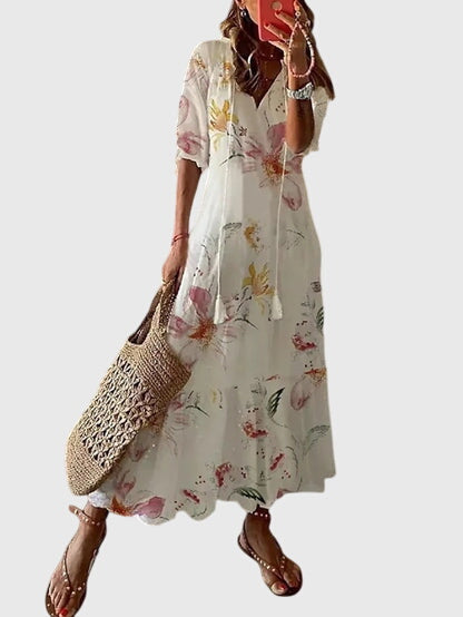 Kvinders Boho Vintage Sommerkjole Med V-Udskæring 7