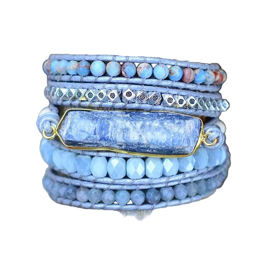 Kvinders Boho Wrap Armbånd med Blå Topaz 0