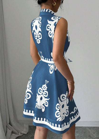 Kvinders Bomuldsskjortekjole med Boho Print og Taljebinding 3