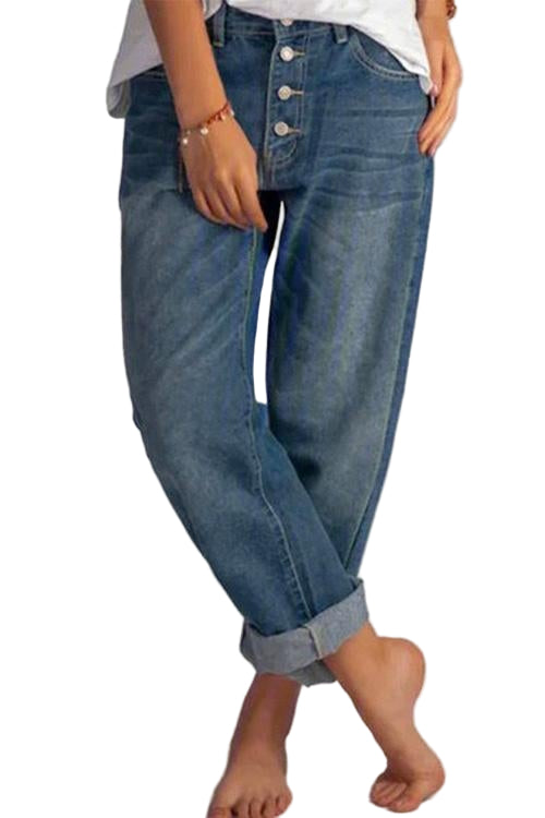 Kvinders Boyfriend Jeans Lige Ben Casual Stil 0