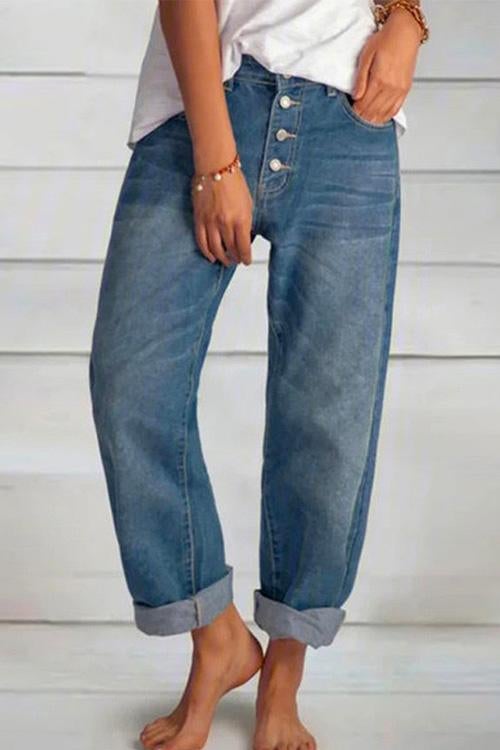 Kvinders Boyfriend Jeans Lige Ben Casual Stil 1