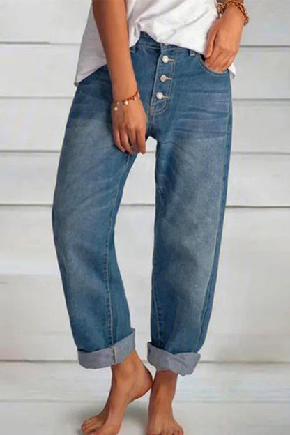 Kvinders Boyfriend Jeans Lige Ben Casual Stil 1