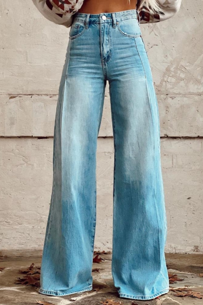 Kvinders Bredbenede Denimbukser Stilfuld 1
