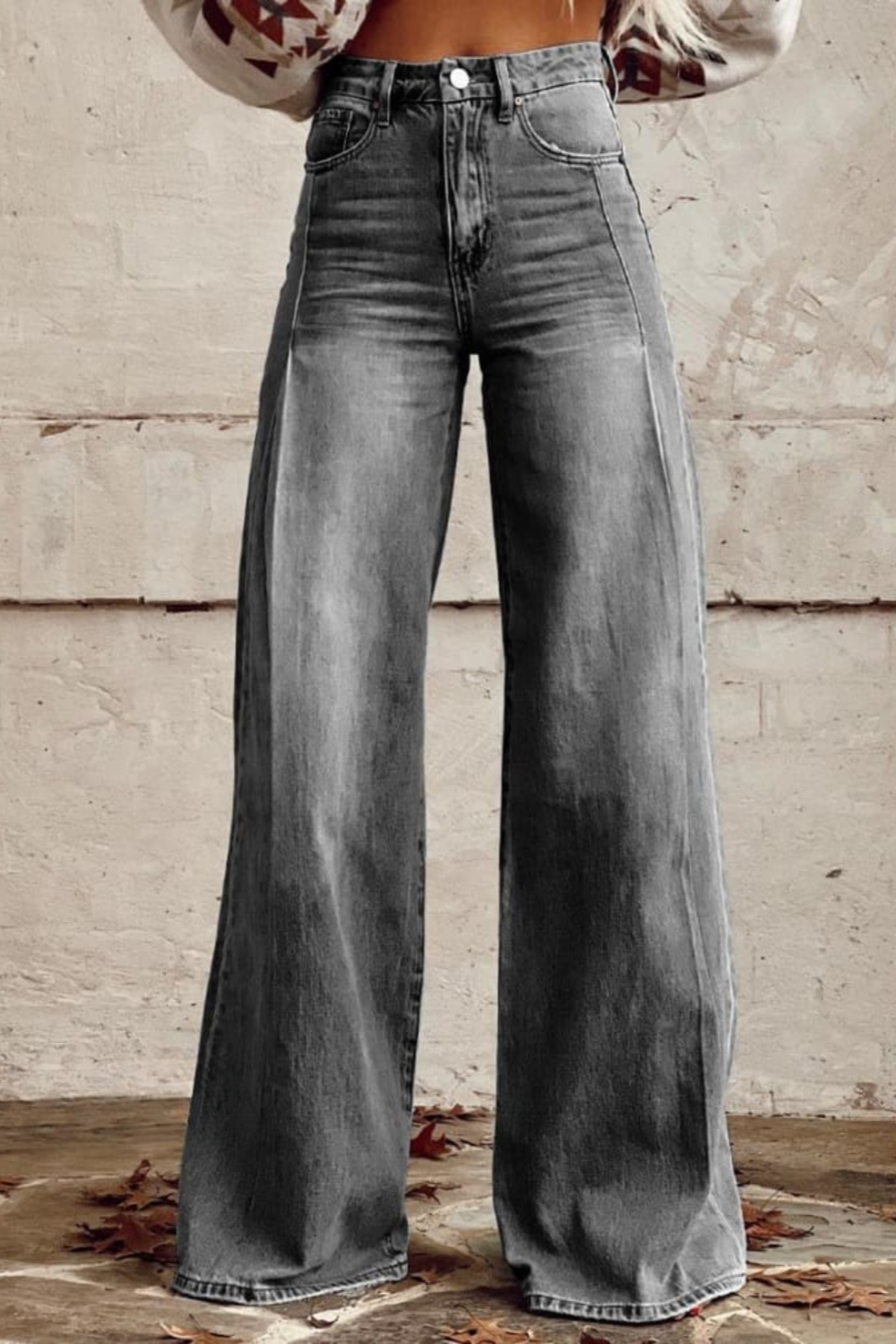 Kvinders Bredbenede Denimbukser Stilfuld 3