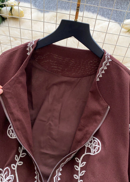 Kvinders Broderet Lynlåsflyverjakke Efterårsstil 3