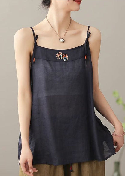 Kvinders Broderet Spaghetti Strap Top Sommerstil 3