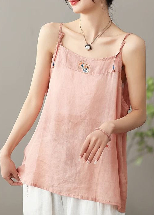 Kvinders Broderet Spaghetti Strap Top Sommerstil 4