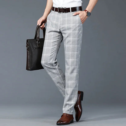 Kvinders Bukser med Slim Fit og Plaid Mønster 1