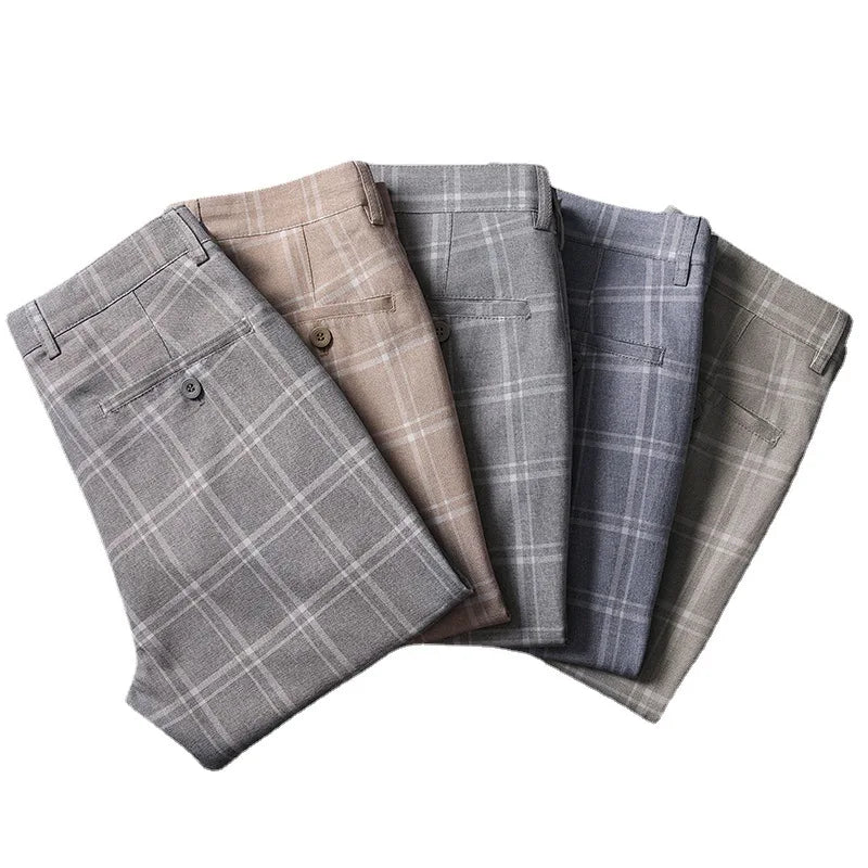 Kvinders Bukser med Slim Fit og Plaid Mønster 4