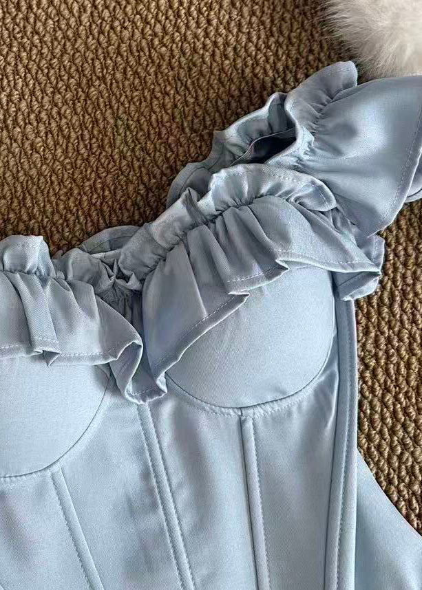 Kvinders Bustier Top Med Flæser Og Fiskebensmønster 3