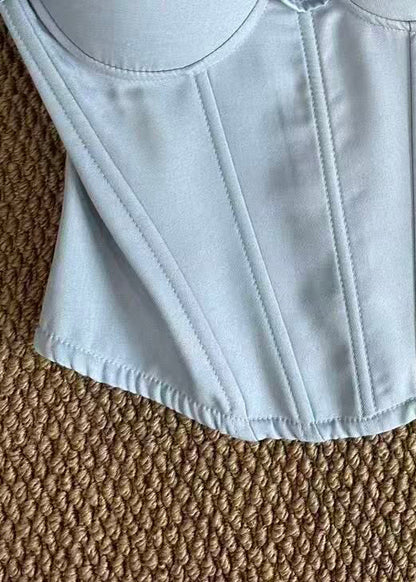 Kvinders Bustier Top Med Flæser Og Fiskebensmønster 4