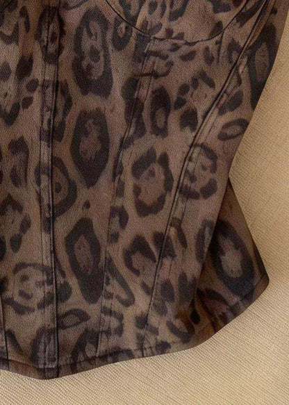 Kvinders Bustier Top med Leopardmønster og Fishbone Design 3