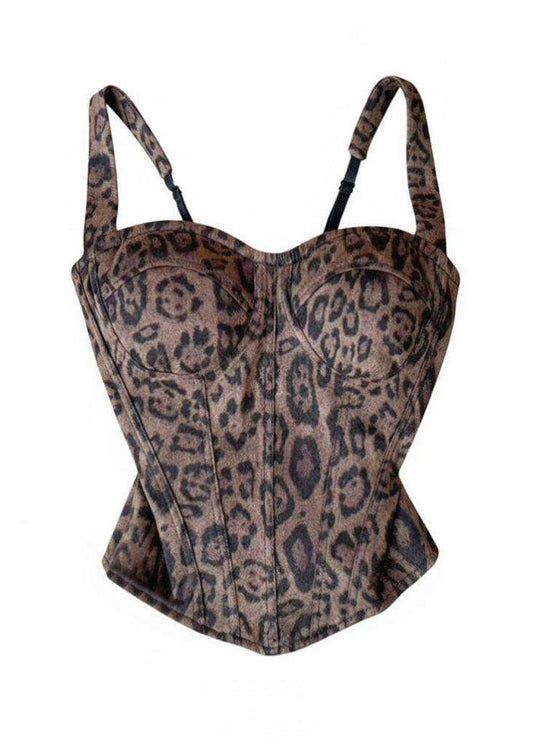 Kvinders Bustier Top med Leopardmønster og Fishbone Design 4