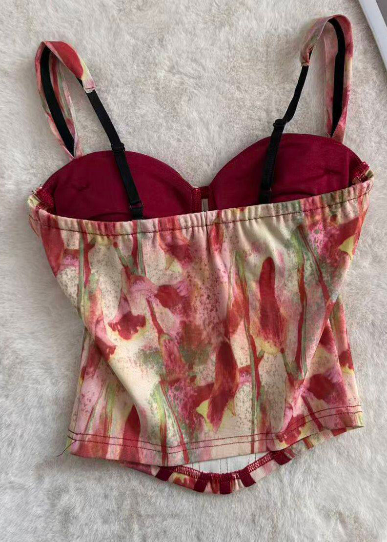 Kvinders Bustier Top med Print og Tyl 1