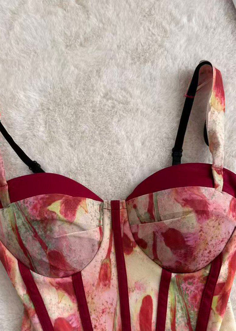 Kvinders Bustier Top med Print og Tyl 2