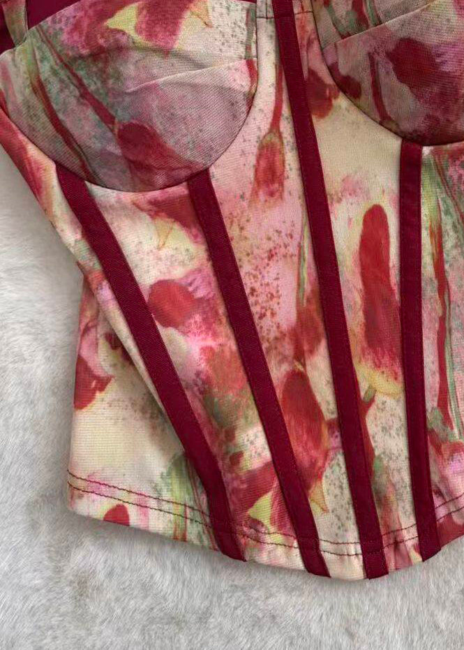 Kvinders Bustier Top med Print og Tyl 3