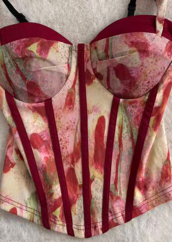 Kvinders Bustier Top med Print og Tyl 4