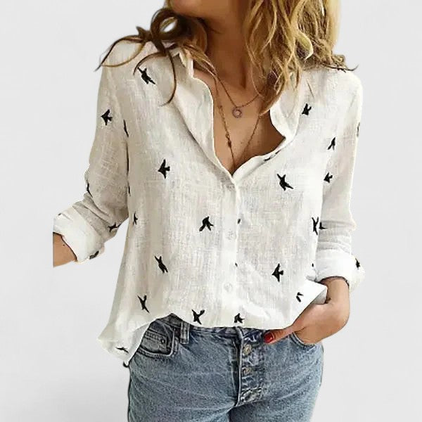 Kvinders Button-Down Bluse Afslappet Stil 6