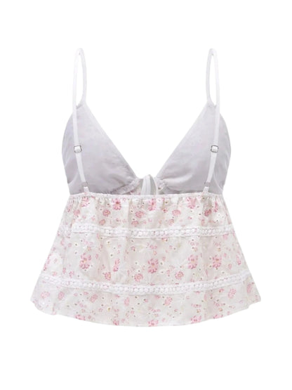 Kvinders Cami Top Blomsterprint Knyttet Polyester Spandex 1