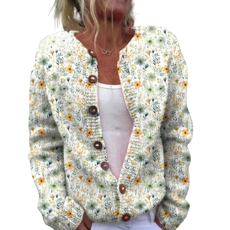 Kvinders Cardigan Blomsterprint Langærmet 0