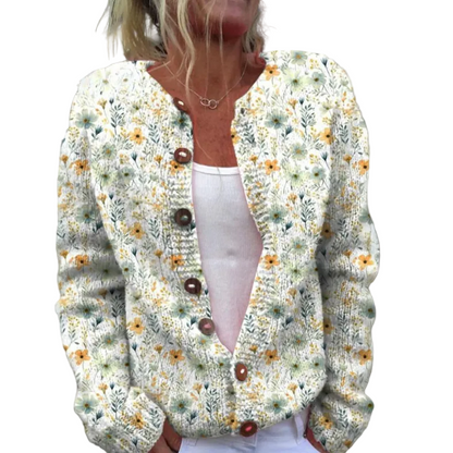Kvinders Cardigan Blomsterprint Langærmet 0
