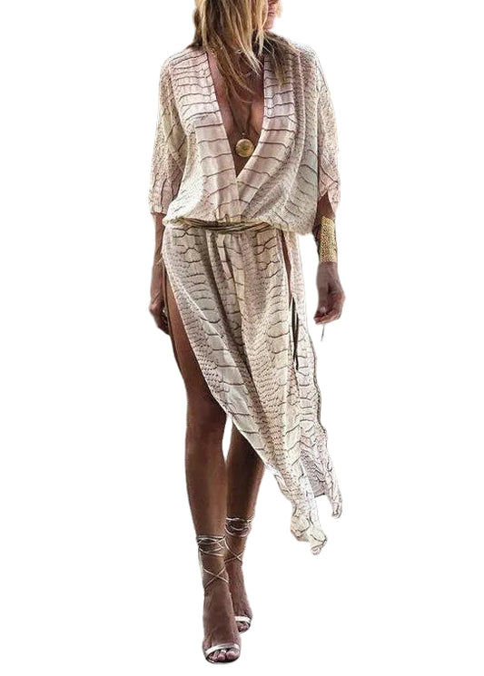 Kvinders Cardigan Boho Stribet Sideåben 0