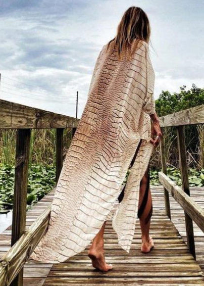 Kvinders Cardigan Boho Stribet Sideåben 3