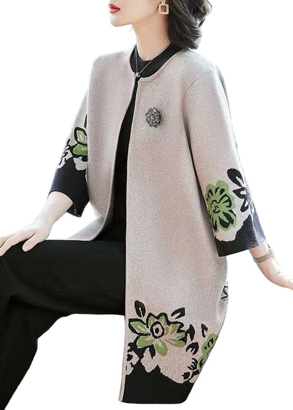 Kvinders Cardigan O-hals Patchwork Design 0