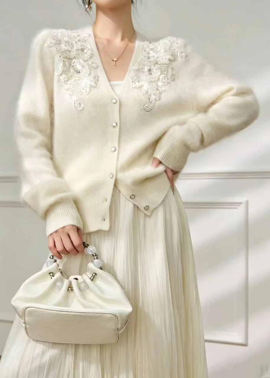 Kvinders Cardigan Strikket V-hals Boheme Stil 0