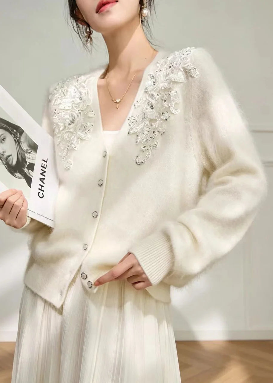 Kvinders Cardigan Strikket V-hals Boheme Stil 2
