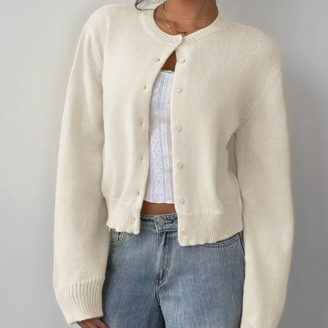 Kvinders Cardigan med Beskårne Knapper 1