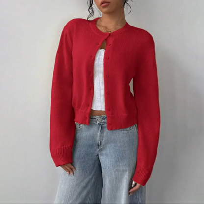Kvinders Cardigan med Beskårne Knapper 10