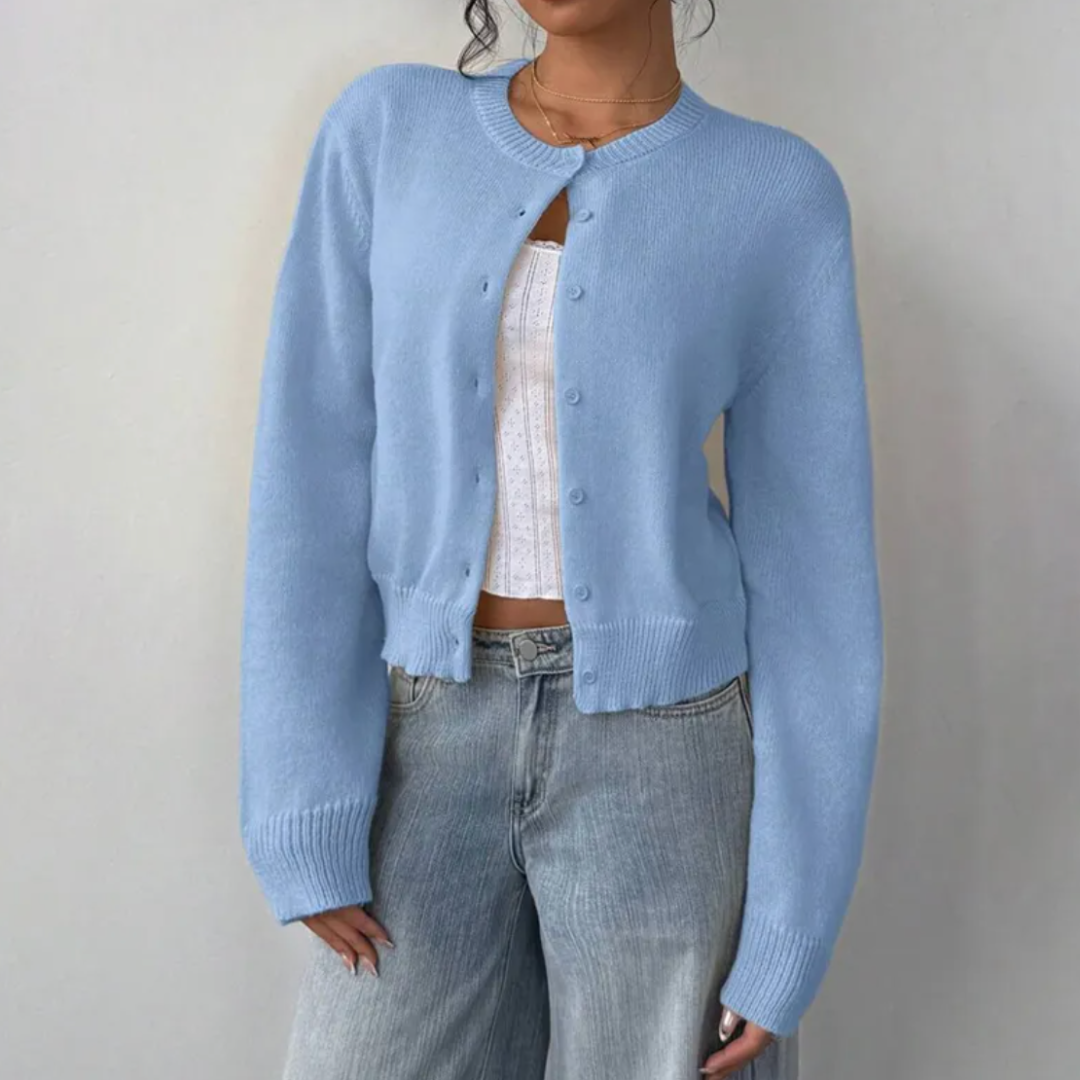 Kvinders Cardigan med Beskårne Knapper 11