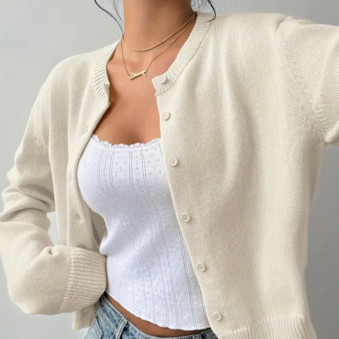 Kvinders Cardigan med Beskårne Knapper 2