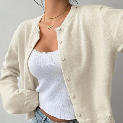 Kvinders Cardigan med Beskårne Knapper 2