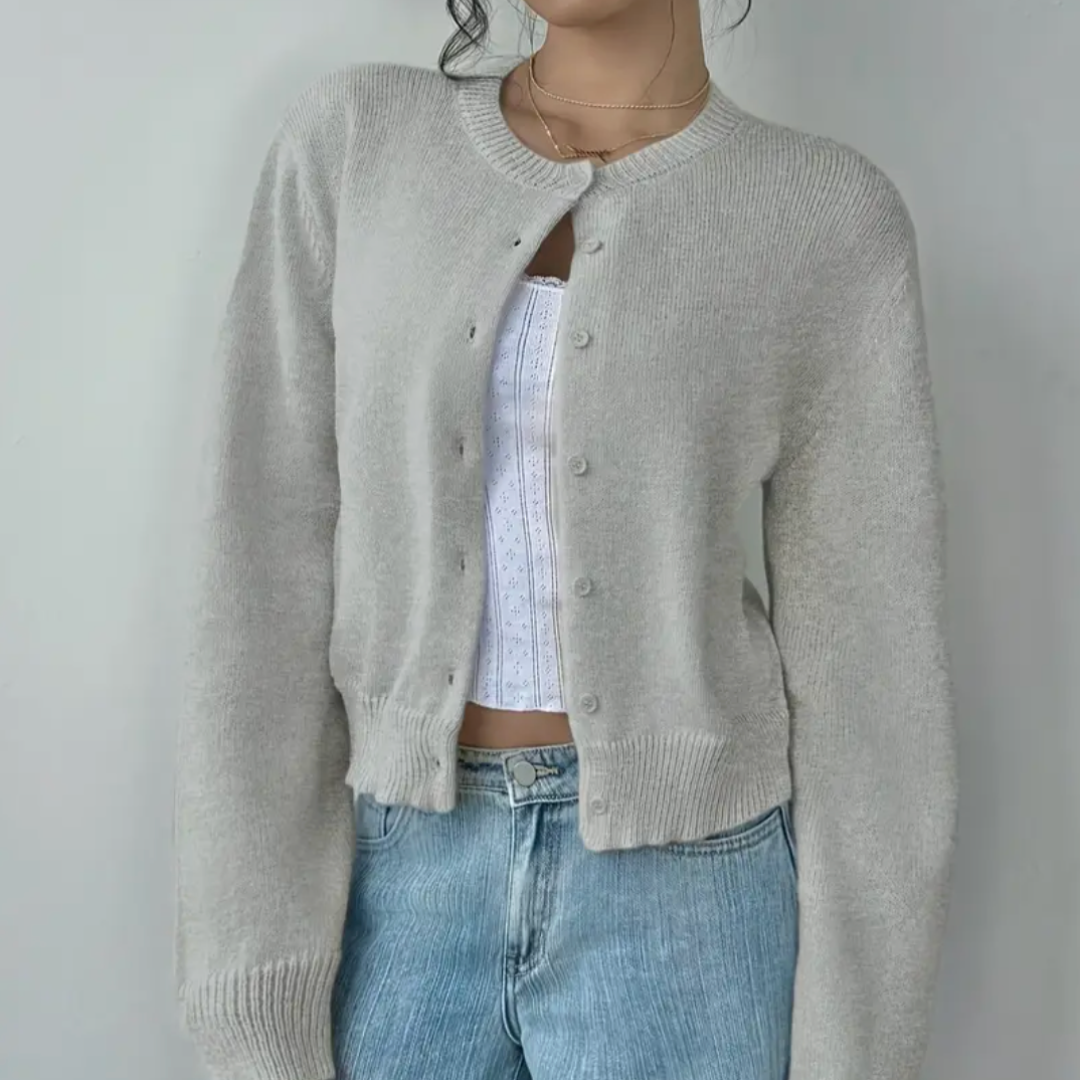 Kvinders Cardigan med Beskårne Knapper 5
