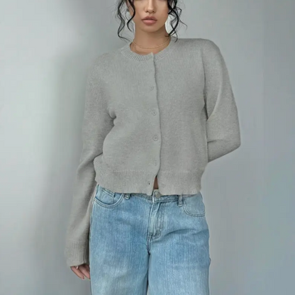Kvinders Cardigan med Beskårne Knapper 6